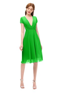 ColsBM Bailey Classic Green Bridesmaid Dresses V-neck Ruching A-line Zipper Knee Length Modern