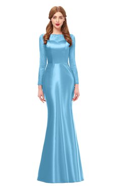 ColsBM Kenzie Alaskan Blue Bridesmaid Dresses Trumpet Lace Bateau Long Sleeve Floor Length Mature
