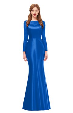 ColsBM Kenzie Electric Blue Bridesmaid Dresses Trumpet Lace Bateau Long Sleeve Floor Length Mature
