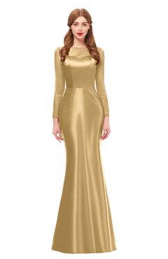 ColsBM Kenzie New Wheat Bridesmaid Dresses Trumpet Lace Bateau Long Sleeve Floor Length Mature