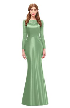ColsBM Kenzie Sage Green Bridesmaid Dresses Trumpet Lace Bateau Long Sleeve Floor Length Mature