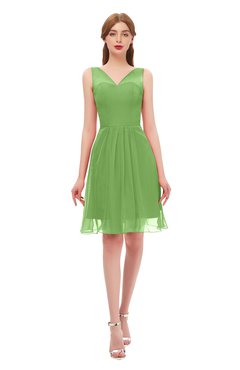ColsBM Sage Kiwi Green Bridesmaid Dresses Zip up Knee Length Cute Sleeveless V-neck Ruching