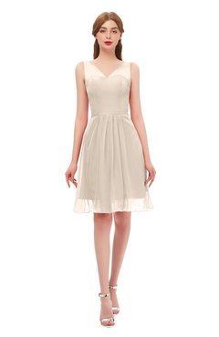 ColsBM Sage Pastel Rose Tan Bridesmaid Dresses Zip up Knee Length Cute Sleeveless V-neck Ruching