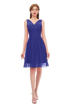 ColsBM Sage Spectrum Blue Bridesmaid Dresses Zip up Knee Length Cute Sleeveless V-neck Ruching