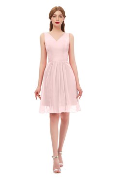 ColsBM Sage Veiled Rose Bridesmaid Dresses Zip up Knee Length Cute Sleeveless V-neck Ruching