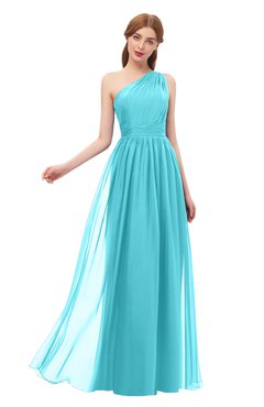 ColsBM Kendal Blue Radiance Bridesmaid Dresses A-line Sleeveless Half Backless Pleated Elegant One Shoulder