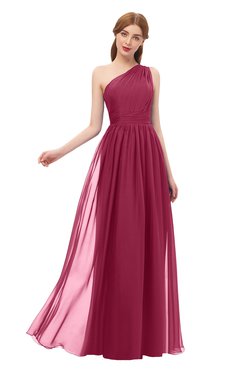 ColsBM Kendal Burgundy Bridesmaid Dresses A-line Sleeveless Half Backless Pleated Elegant One Shoulder