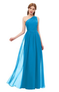 ColsBM Kendal Cornflower Blue Bridesmaid Dresses A-line Sleeveless Half Backless Pleated Elegant One Shoulder