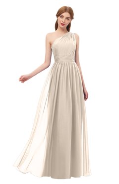ColsBM Kendal Cream Tan Bridesmaid Dresses A-line Sleeveless Half Backless Pleated Elegant One Shoulder
