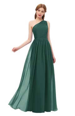 ColsBM Kendal Dark Jade Bridesmaid Dresses A-line Sleeveless Half Backless Pleated Elegant One Shoulder