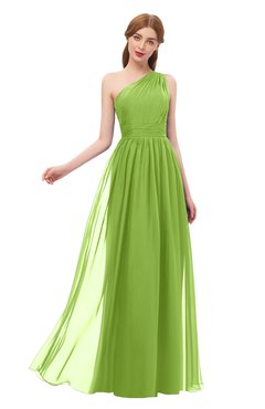 ColsBM Kendal Greenery Bridesmaid Dresses A-line Sleeveless Half Backless Pleated Elegant One Shoulder