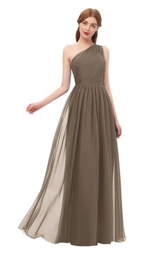 ColsBM Kendal Latte Bridesmaid Dresses A-line Sleeveless Half Backless Pleated Elegant One Shoulder