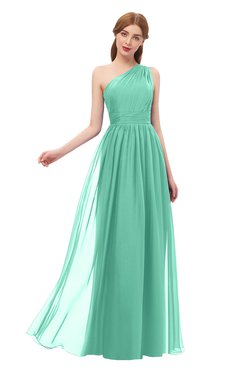 ColsBM Kendal Lucite Green Bridesmaid Dresses A-line Sleeveless Half Backless Pleated Elegant One Shoulder