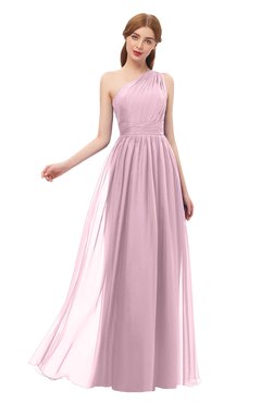 ColsBM Kendal Mist Pink Bridesmaid Dresses A-line Sleeveless Half Backless Pleated Elegant One Shoulder