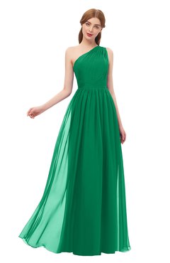 ColsBM Kendal Pepper Green Bridesmaid Dresses A-line Sleeveless Half Backless Pleated Elegant One Shoulder