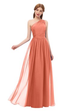 ColsBM Kendal Persimmon Orange Bridesmaid Dresses A-line Sleeveless Half Backless Pleated Elegant One Shoulder
