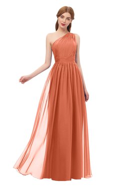 ColsBM Kendal Persimmon Bridesmaid Dresses A-line Sleeveless Half Backless Pleated Elegant One Shoulder