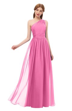 ColsBM Kendal Rose Pink Bridesmaid Dresses A-line Sleeveless Half Backless Pleated Elegant One Shoulder