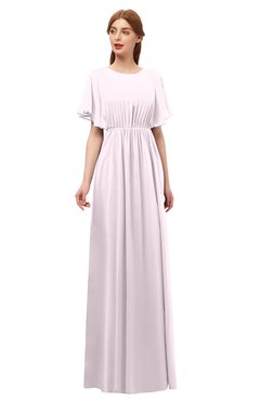 ColsBM Darcy Blush Bridesmaid Dresses Pleated Modern Jewel Short Sleeve Lace up Floor Length