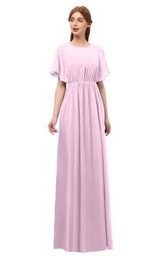 ColsBM Darcy Fairy Tale Bridesmaid Dresses Pleated Modern Jewel Short Sleeve Lace up Floor Length