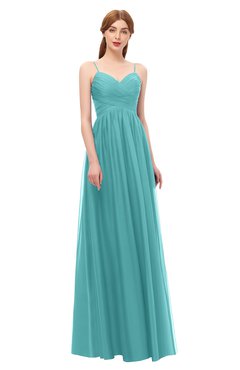 ColsBM Rian Lake Blue Bridesmaid Dresses Sleeveless Ruching A-line Glamorous Half Backless Spaghetti