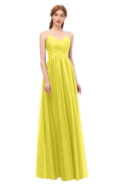ColsBM Rian Pale Yellow Bridesmaid Dresses Sleeveless Ruching A-line Glamorous Half Backless Spaghetti