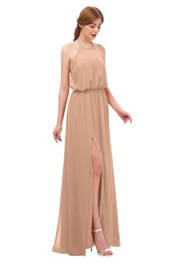 ColsBM Jackie Almost Apricot Bridesmaid Dresses Casual Floor Length Halter Split-Front Sleeveless Backless