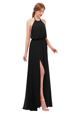 ColsBM Jackie Black Bridesmaid Dresses Casual Floor Length Halter Split-Front Sleeveless Backless
