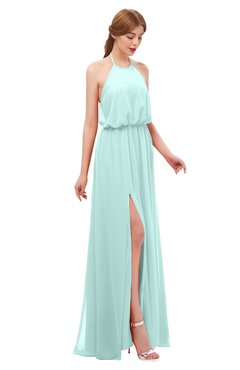 ColsBM Jackie Blue Glass Bridesmaid Dresses Casual Floor Length Halter Split-Front Sleeveless Backless