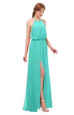 ColsBM Jackie Blue Turquoise Bridesmaid Dresses Casual Floor Length Halter Split-Front Sleeveless Backless