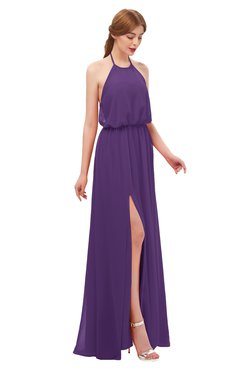 ColsBM Jackie Dark Purple Bridesmaid Dresses Casual Floor Length Halter Split-Front Sleeveless Backless