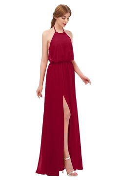 ColsBM Jackie Dark Red Bridesmaid Dresses Casual Floor Length Halter Split-Front Sleeveless Backless