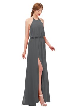ColsBM Jackie Grey Bridesmaid Dresses Casual Floor Length Halter Split-Front Sleeveless Backless