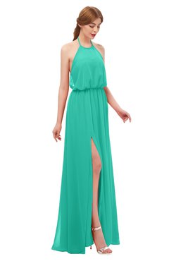 ColsBM Jackie Viridian Green Bridesmaid Dresses Casual Floor Length Halter Split-Front Sleeveless Backless