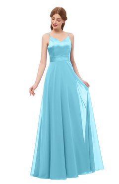 ColsBM Ocean Light Blue Bridesmaid Dresses Elegant A-line Backless Floor Length Sleeveless Sash