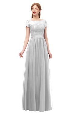 ColsBM Ellery Dove Grey Bridesmaid Dresses A-line Half Backless Elegant Floor Length Short Sleeve Bateau