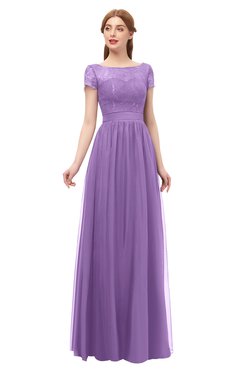 ColsBM Ellery Hyacinth Bridesmaid Dresses A-line Half Backless Elegant Floor Length Short Sleeve Bateau