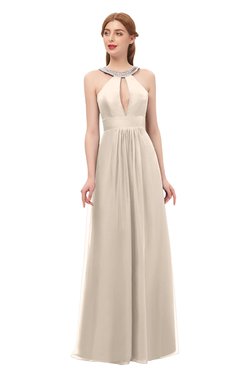 ColsBM Jayda Cream Tan Bridesmaid Dresses Zipper Halter Glamorous Sleeveless Crystals Floor Length