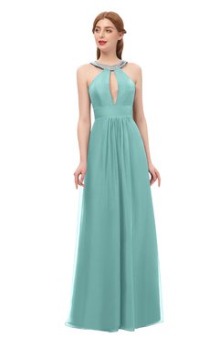 ColsBM Jayda Eggshell Blue Bridesmaid Dresses Zipper Halter Glamorous Sleeveless Crystals Floor Length