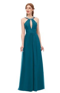 ColsBM Jayda Midnight Blue Bridesmaid Dresses Zipper Halter Glamorous Sleeveless Crystals Floor Length