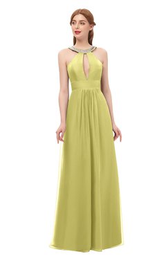 ColsBM Jayda Muted Lime Bridesmaid Dresses Zipper Halter Glamorous Sleeveless Crystals Floor Length