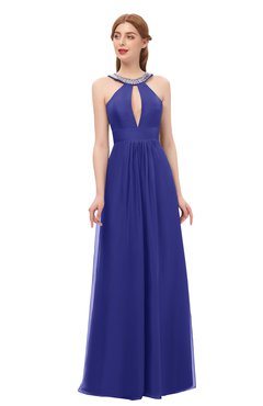 ColsBM Jayda Spectrum Blue Bridesmaid Dresses Zipper Halter Glamorous Sleeveless Crystals Floor Length