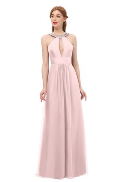 ColsBM Jayda Veiled Rose Bridesmaid Dresses Zipper Halter Glamorous Sleeveless Crystals Floor Length