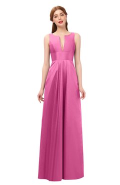 ColsBM Jayla Carnation Pink Bridesmaid Dresses Sleeveless Sexy Zipper V-neck Floor Length Pleated