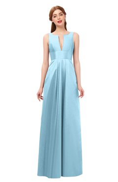ColsBM Jayla Cool Blue Bridesmaid Dresses Sleeveless Sexy Zipper V-neck Floor Length Pleated