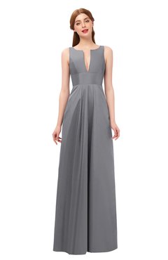 ColsBM Jayla Frost Grey Bridesmaid Dresses Sleeveless Sexy Zipper V-neck Floor Length Pleated