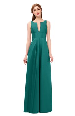 ColsBM Jayla Green-blue Slate Bridesmaid Dresses Sleeveless Sexy Zipper V-neck Floor Length Pleated