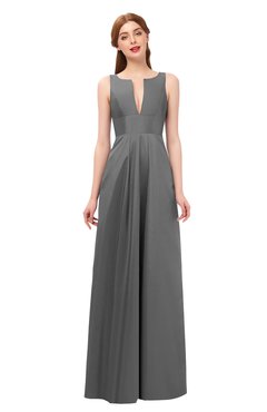 ColsBM Jayla Grey Bridesmaid Dresses Sleeveless Sexy Zipper V-neck Floor Length Pleated