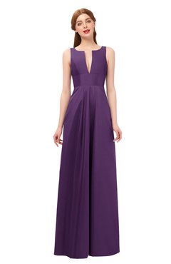 ColsBM Jayla Imperial Purple Bridesmaid Dresses Sleeveless Sexy Zipper V-neck Floor Length Pleated