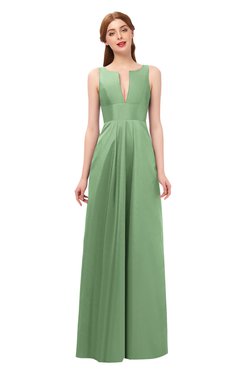 ColsBM Jayla Sage Green Bridesmaid Dresses Sleeveless Sexy Zipper V-neck Floor Length Pleated